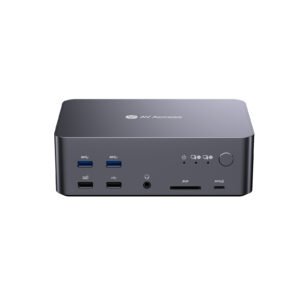 iDock D23 8K DisplayPort KVM Switch Docking Station for 2 Desktop PCs, Triple Monitor Design, 1G Ethernet, USB 3.0, 165/144/120Hz for Gaming