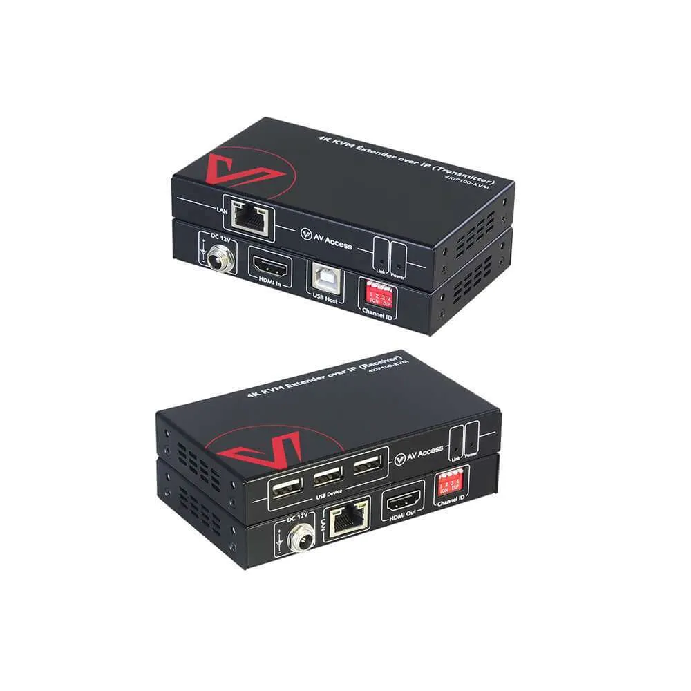 4K HDMI KVM Extender over IP, 120m/390ft USB Extender w/ Zero Latency & 1080P@120Hz, up to 16 Sets with DIP Setting 4KIP100-KVM