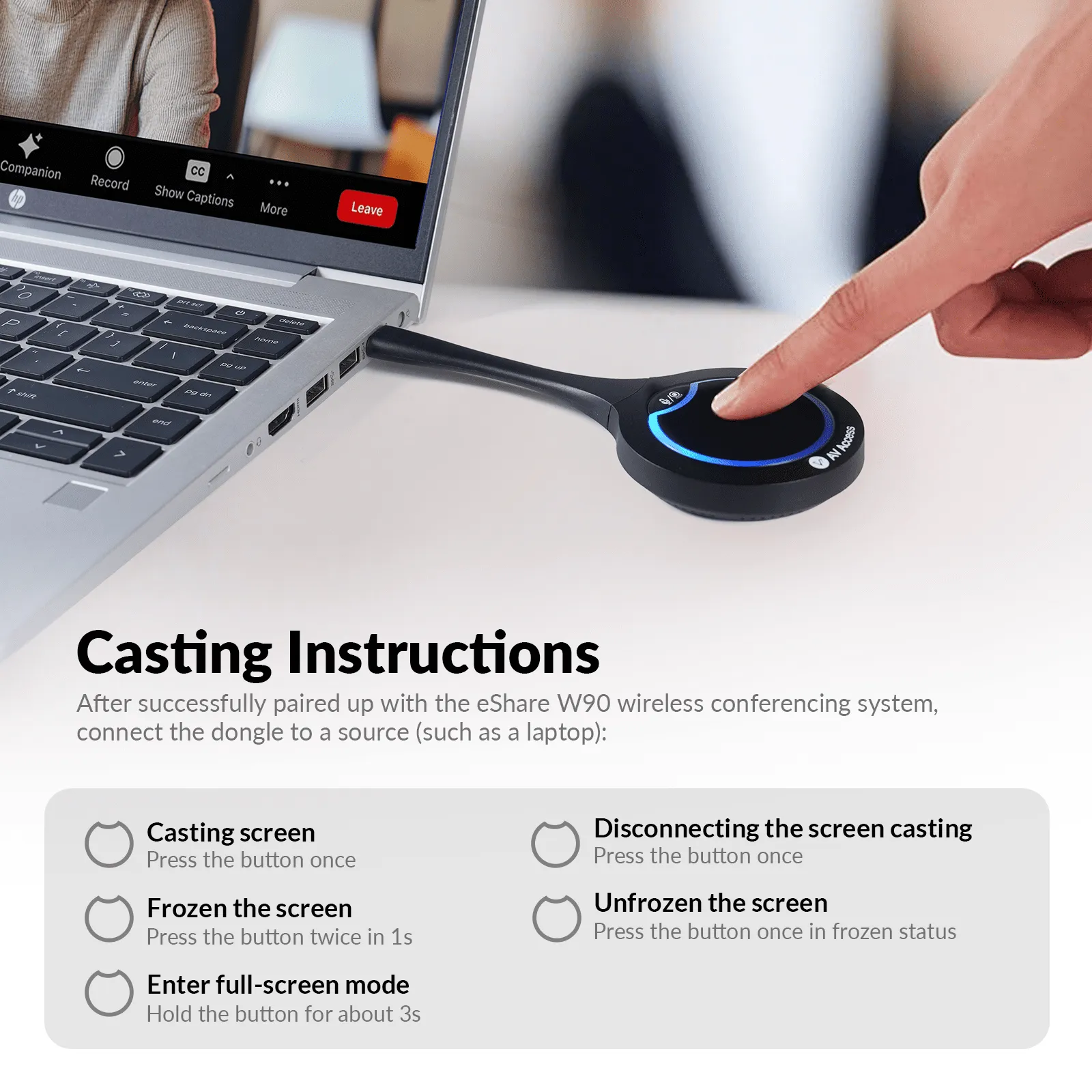 eShare D30 USB-C Casting Dongle, Works with eShare W90 for Wireless Conferencing, 4K UHD - Image 5