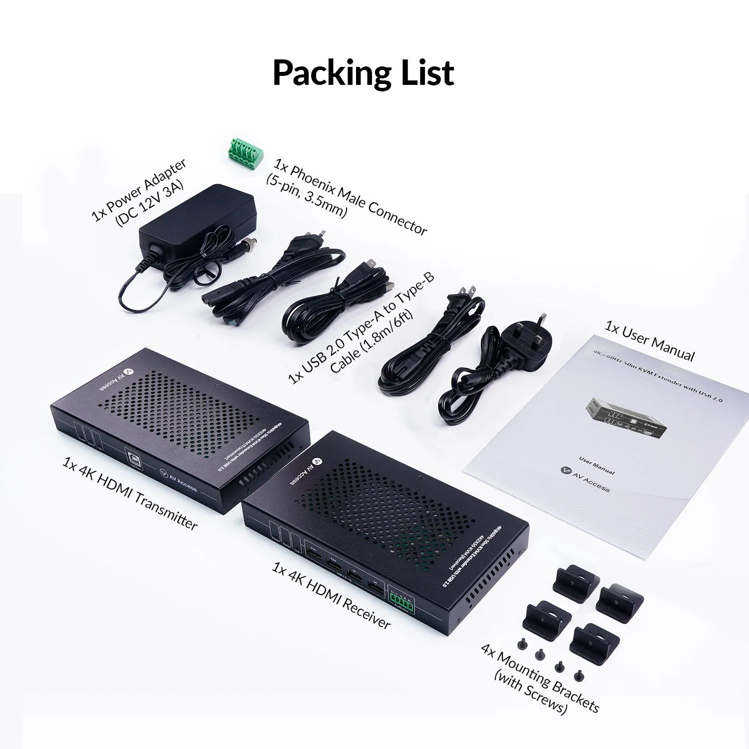 Zero-Latency 4K HDMI KVM Extender w/ 4-Port USB 2.0, 50m/164ft HDMI Balun over Cat 5e/6/6a/7, High Refresh Rate for 144Hz, 165Hz & 240Hz 4KEX50-KVM - Image 5