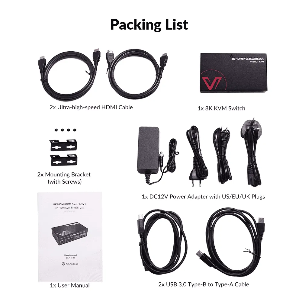 High-End 2×1 8K KVM Switch w/ HDMI 2.1 & USB 3.0 Hub, Supports 10K@120hz, 8K@120hz, 1080P@240hz & 2560×1440@144hz, Ideal for Gaming 8KSW21-KVM - Image 5