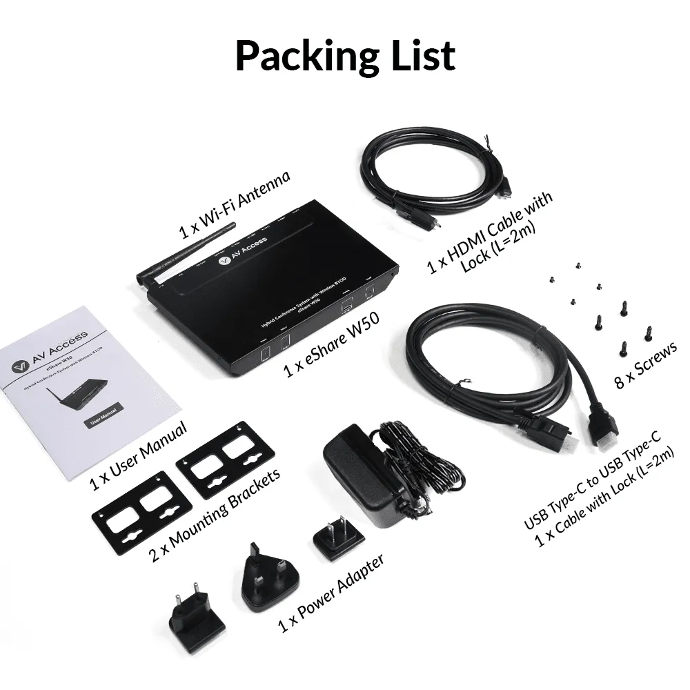 eShare W50 4K Wireless Presentation System w/ BYOD & USB 3.0 for Hybrid Conference - Image 5