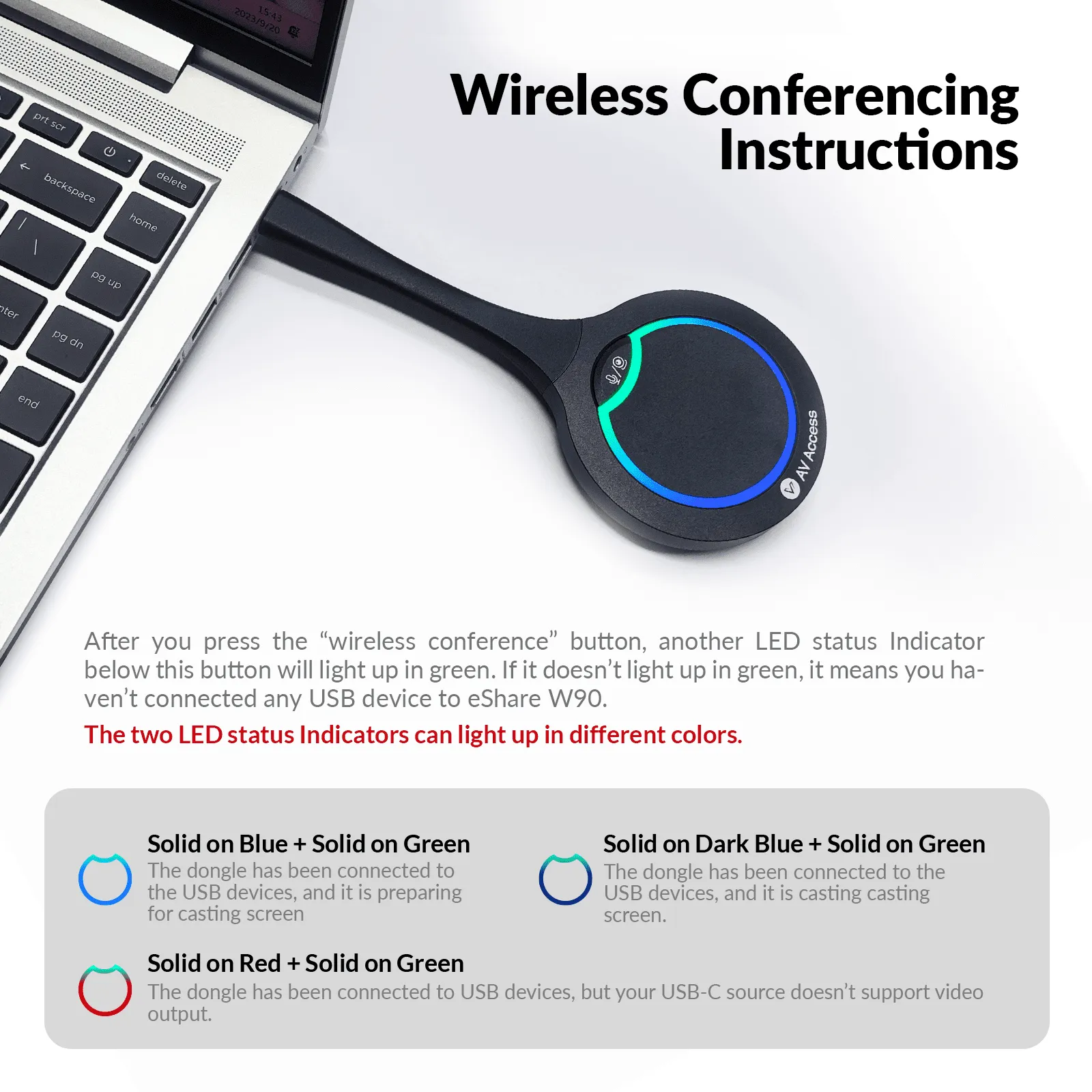 eShare D30 USB-C Casting Dongle, Works with eShare W90 for Wireless Conferencing, 4K UHD - Image 6