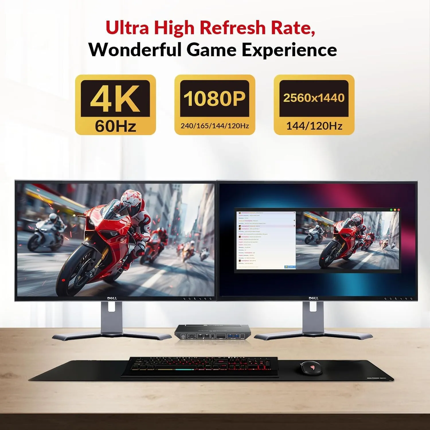 USB-C KVM Switch Docking Station for 2 PCs & 2 Monitors, 100W PD for Laptop, EDID Emulation, High Refresh Rates for Home Office & Gaming KD-E10 - Image 7