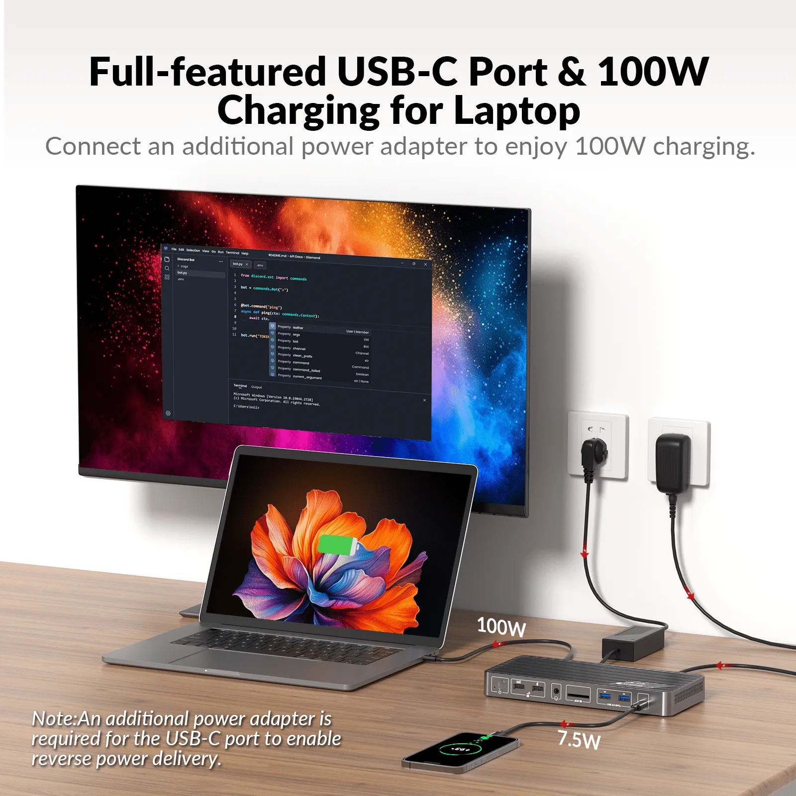 USB-C KVM Switch Docking Station for 2 Laptops & 4K Dual Monitor, 11-in-1 Design (100W PD), 1G Ethernet Port, EDID Emulation KD-E20 - Image 6