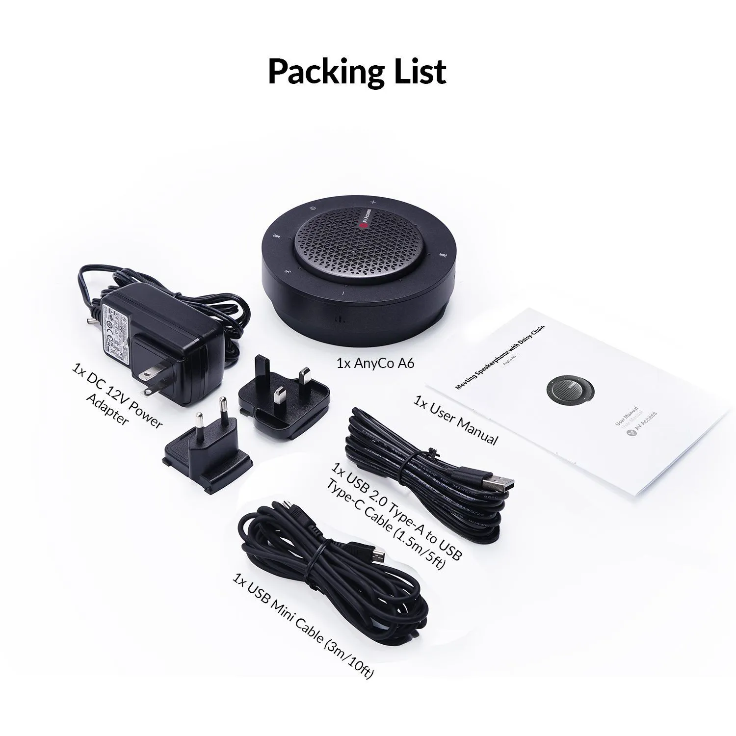 AnyCo A6 Daisy Chain USB & Bluetooth Conference Speakerphone, Works with eShare Presentation System for Video Conferencing in Large Meeting Room - Image 7