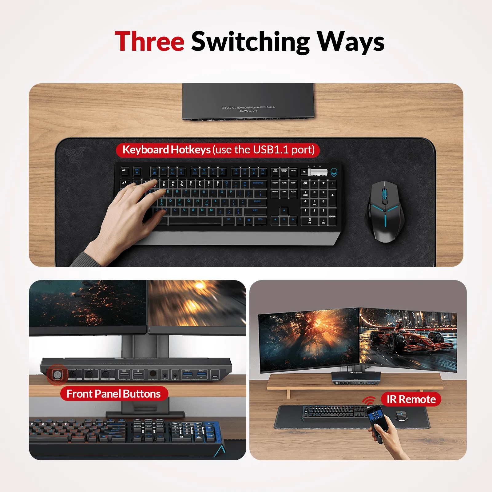 iDock B30 USB-C KVM Switch Docking Station, 3-Port with HDMI for Dual Monitor, 65W Power Delivery & Ethernet Port for Laptop iDock B30 - Image 8