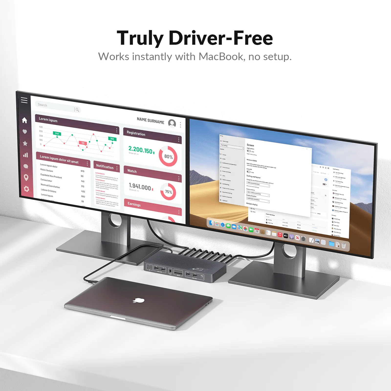 iDock M10 KVM Switch Docking Station for MacBook and PC, Dual 4K HDMI Displays, 1 Laptop + 1 Desktop Switching, High Refresh Rates, 100W Charging, 10-in-1 USB-C Dock - Image 2