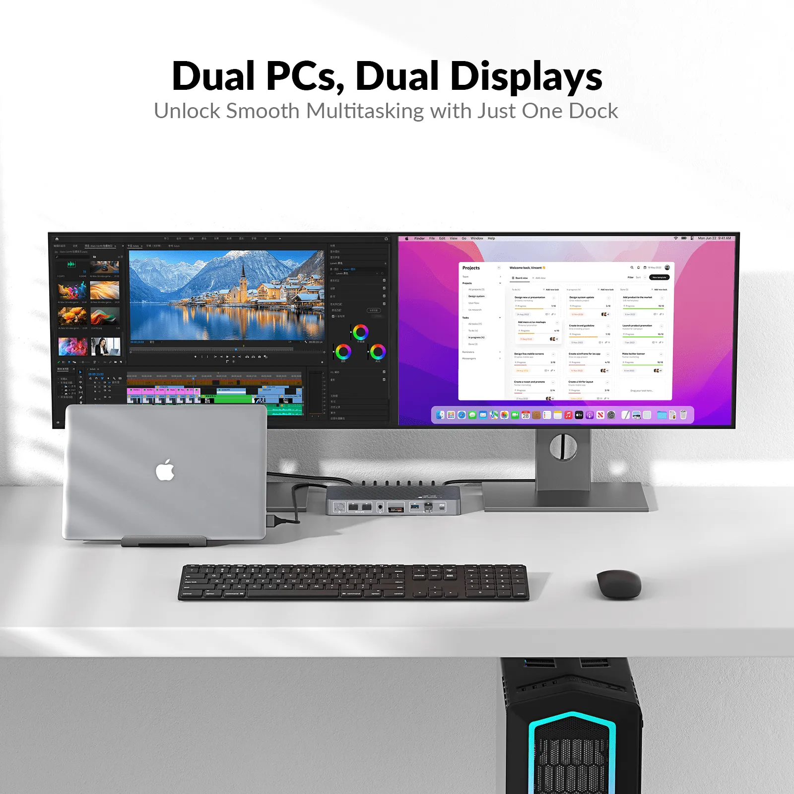 iDock M10 KVM Switch Docking Station for MacBook and PC, Dual 4K HDMI Displays, 1 Laptop + 1 Desktop Switching, High Refresh Rates, 100W Charging, 10-in-1 USB-C Dock - Image 7