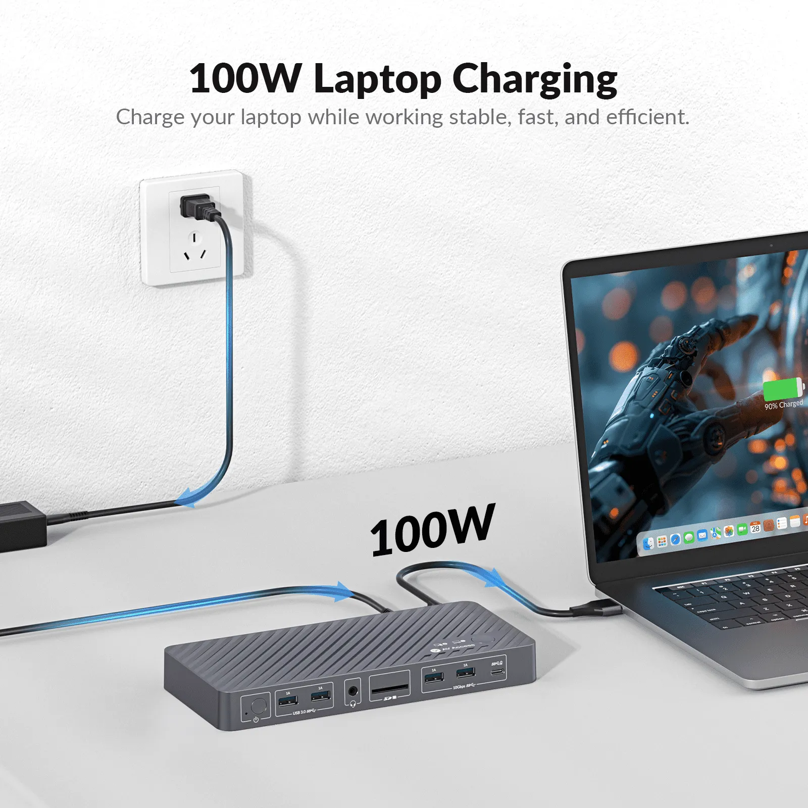iDock M10 KVM Switch Docking Station for MacBook and PC, Dual 4K HDMI Displays, 1 Laptop + 1 Desktop Switching, High Refresh Rates, 100W Charging, 10-in-1 USB-C Dock - Image 9